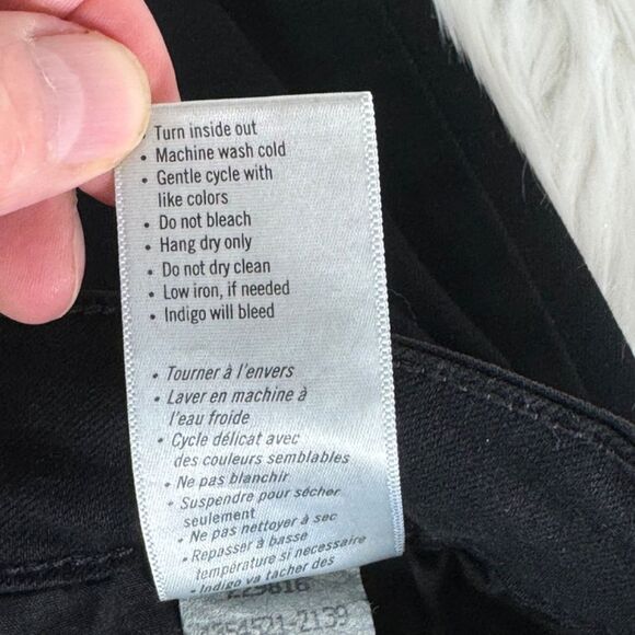 PAIGE Hoxton Shadow Black Straight Curved Ruffle Hem Jeans Sz 27 - Picture 12 of 13